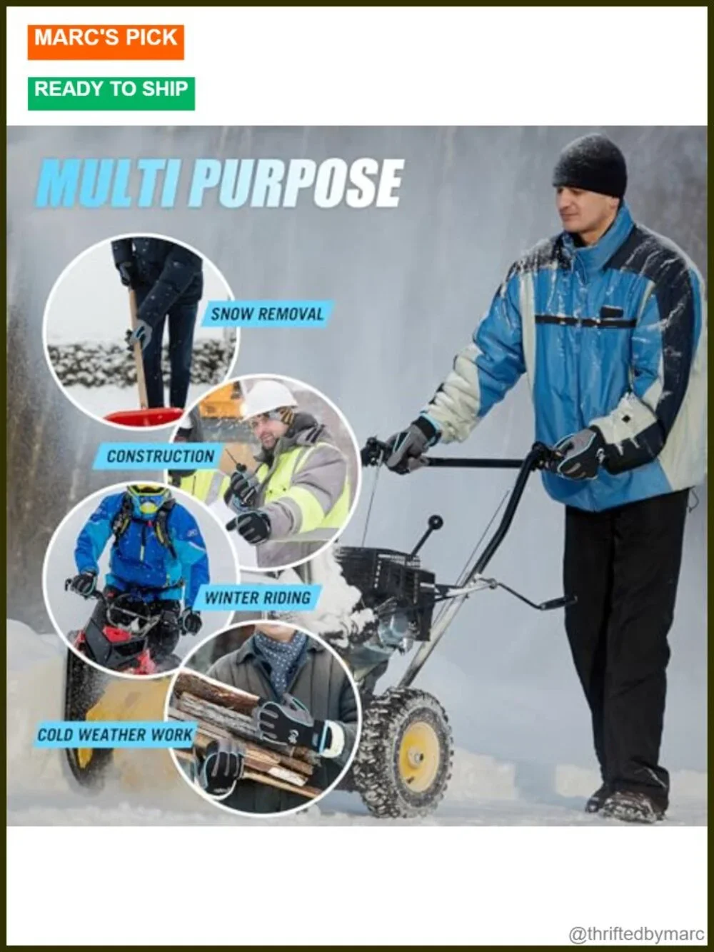 Winter Work Gloves, 3M Thinsulate Waterproof Insulated Gloves for Men Women